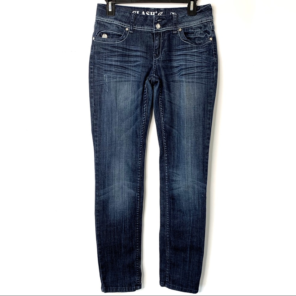 CLASH JEANS Womans Dark Blue Straight Leg Jeans